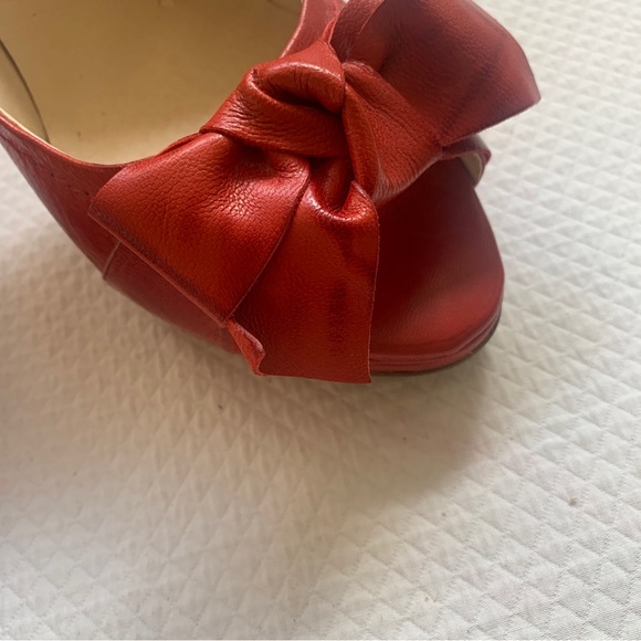 Tony Bianco Womens Red Leather Pump Stiletto Heels Peep Toe Slip On Size 8.5 - Picture 11 of 14